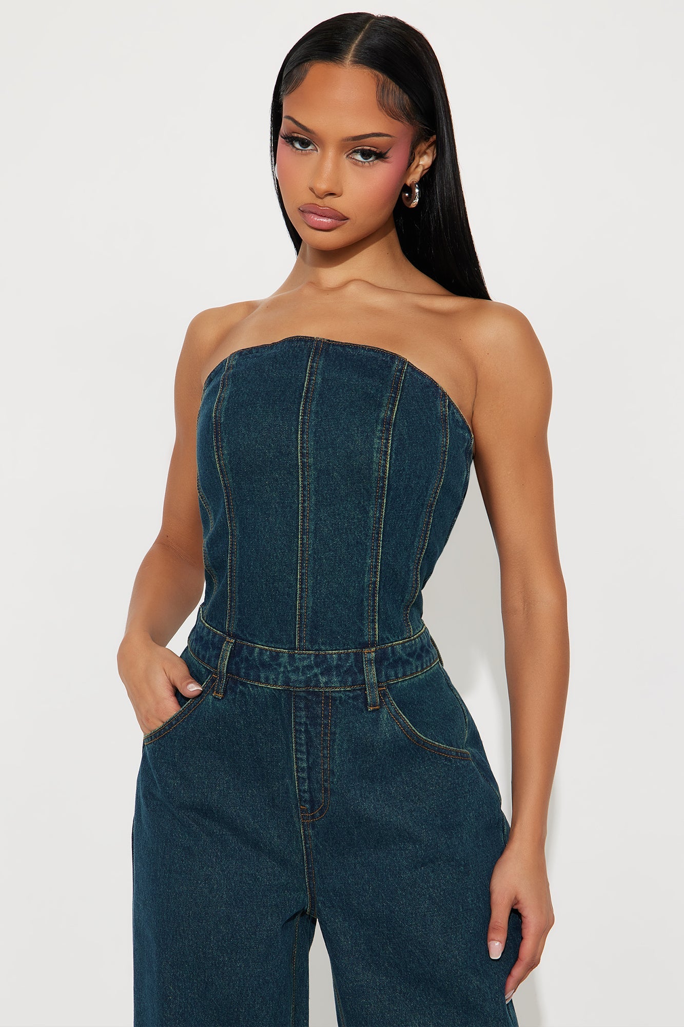 Canon Moment Denim Barrel Leg Jumpsuit - Denim