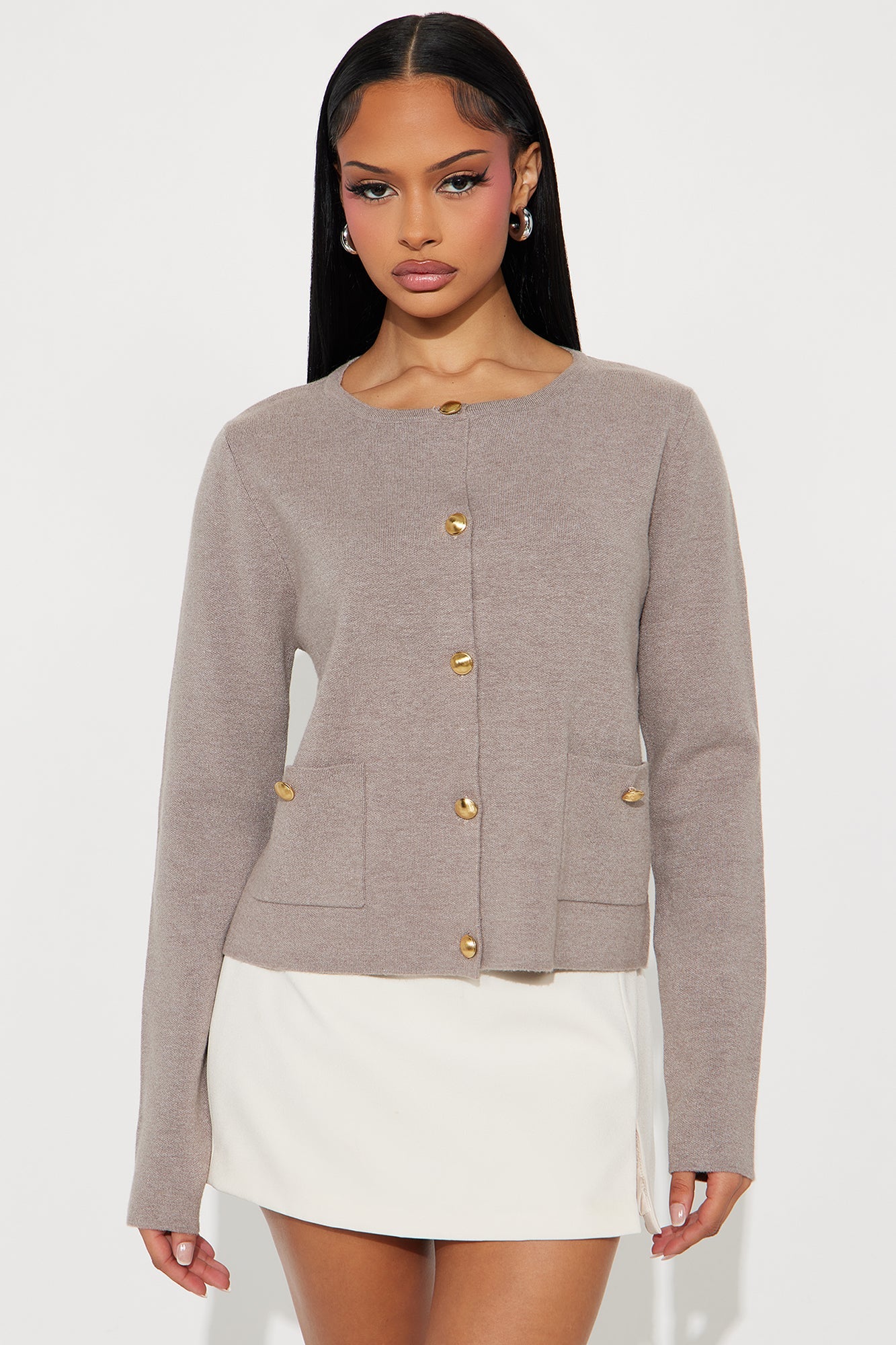 Lindie Hardware Cardigan - Taupe