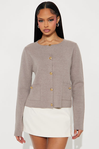 Lindie Hardware Cardigan - Taupe