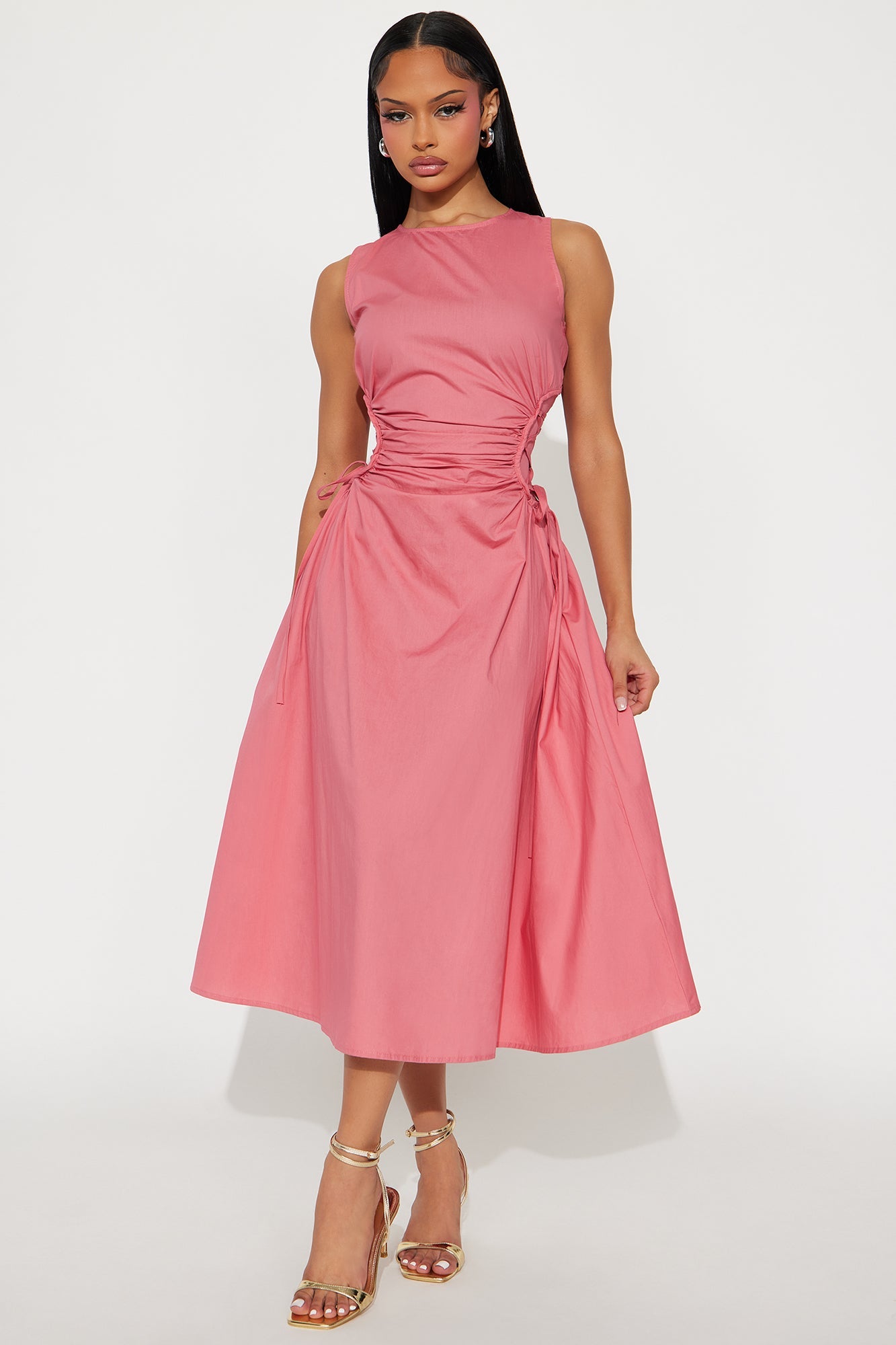 Emmaline Poplin Midi Dress - Marsala