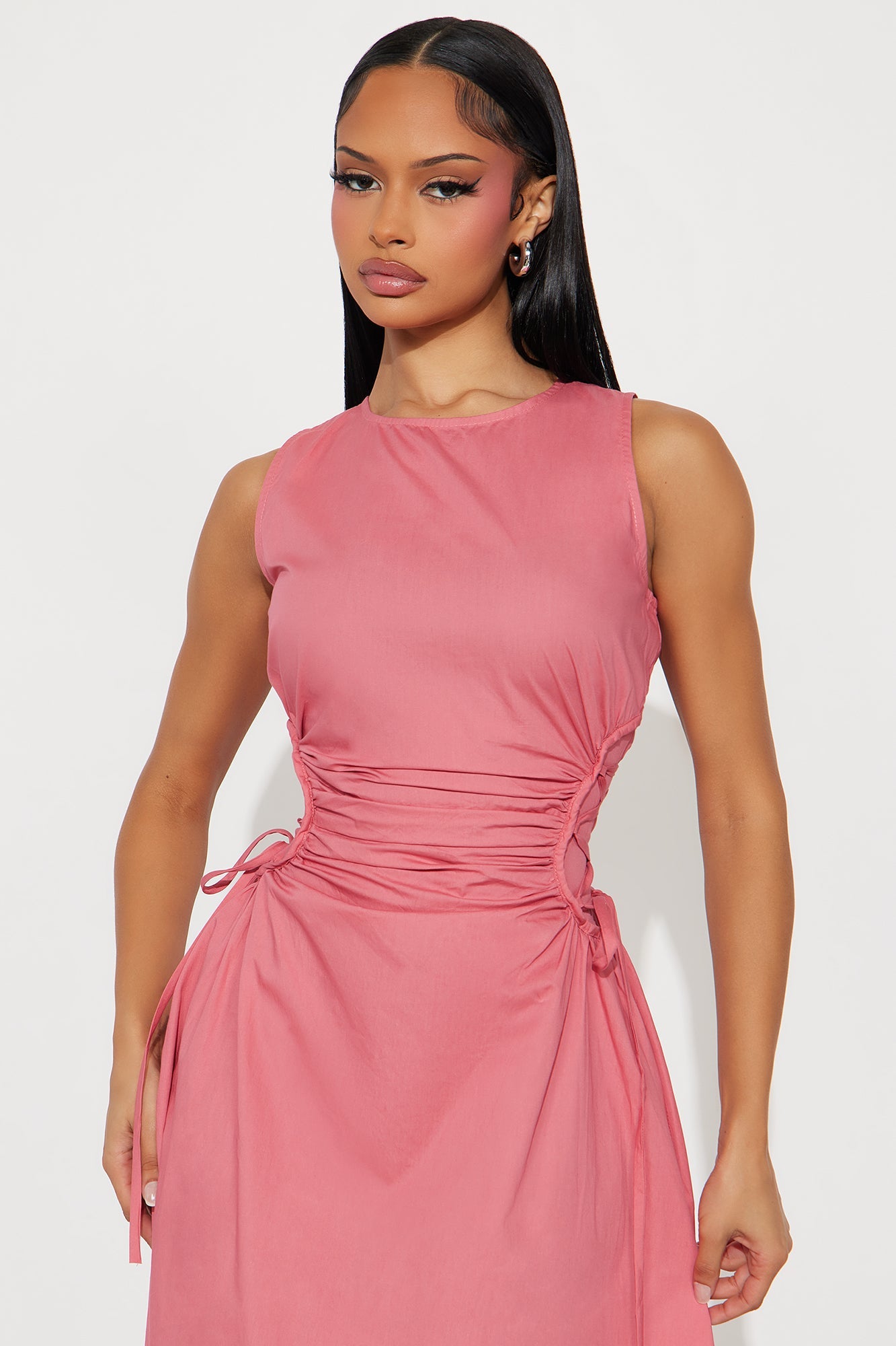 Emmaline Poplin Midi Dress - Marsala