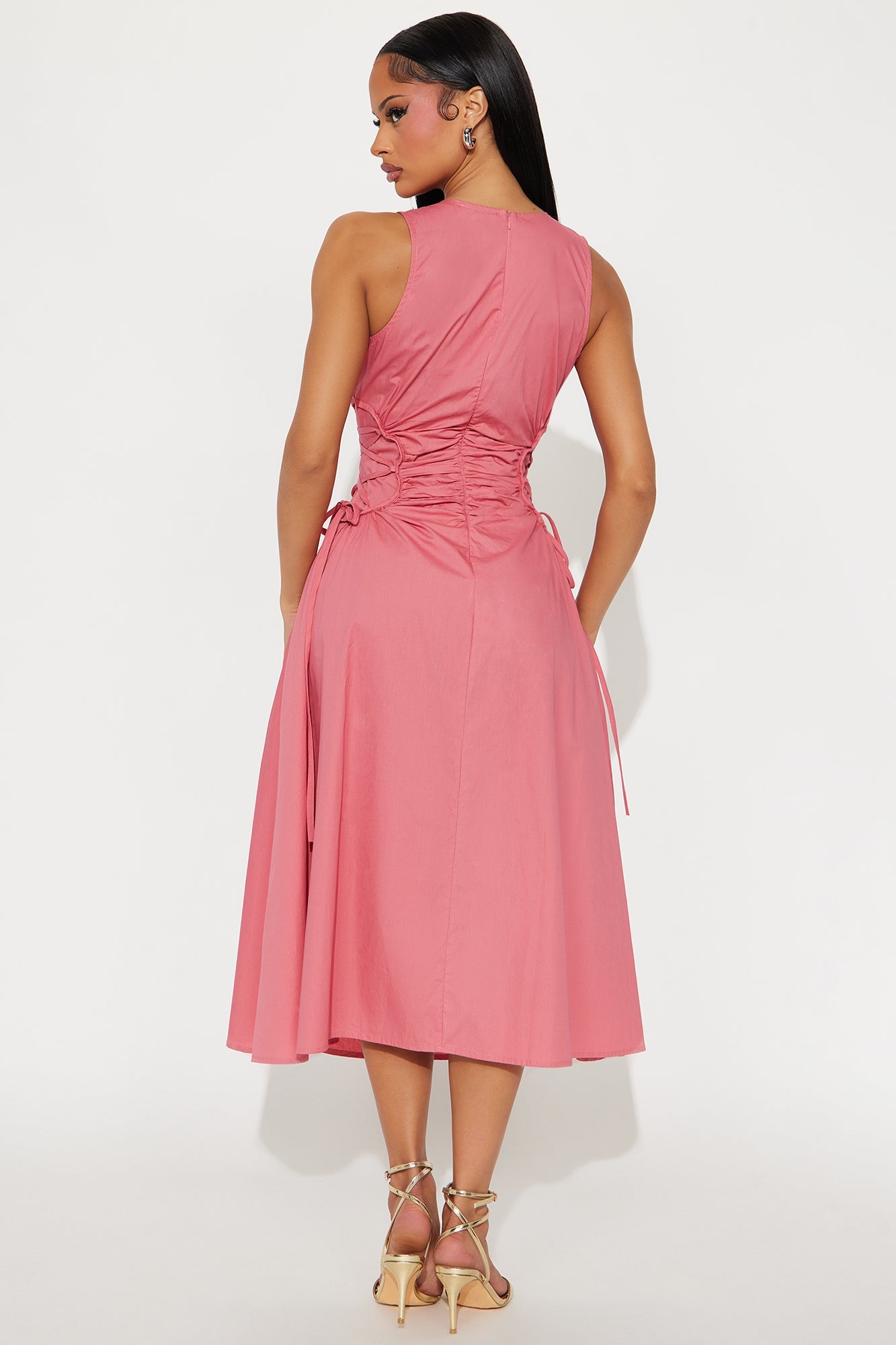 Emmaline Poplin Midi Dress - Marsala