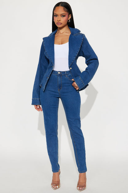 Beverly Bodysuit Denim Pant Set - Medium Wash