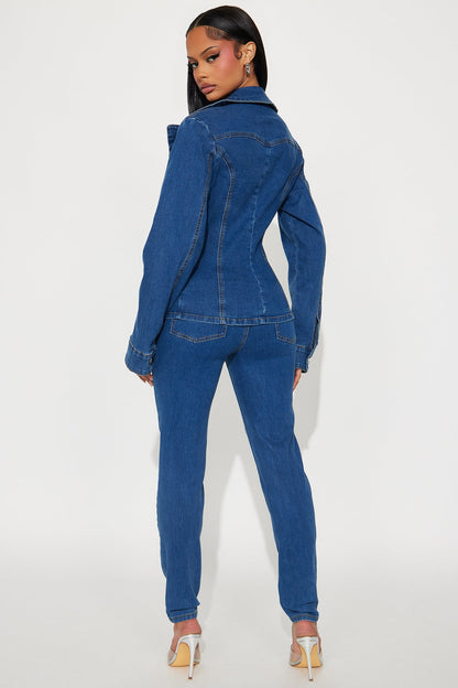 Beverly Bodysuit Denim Pant Set - Medium Wash