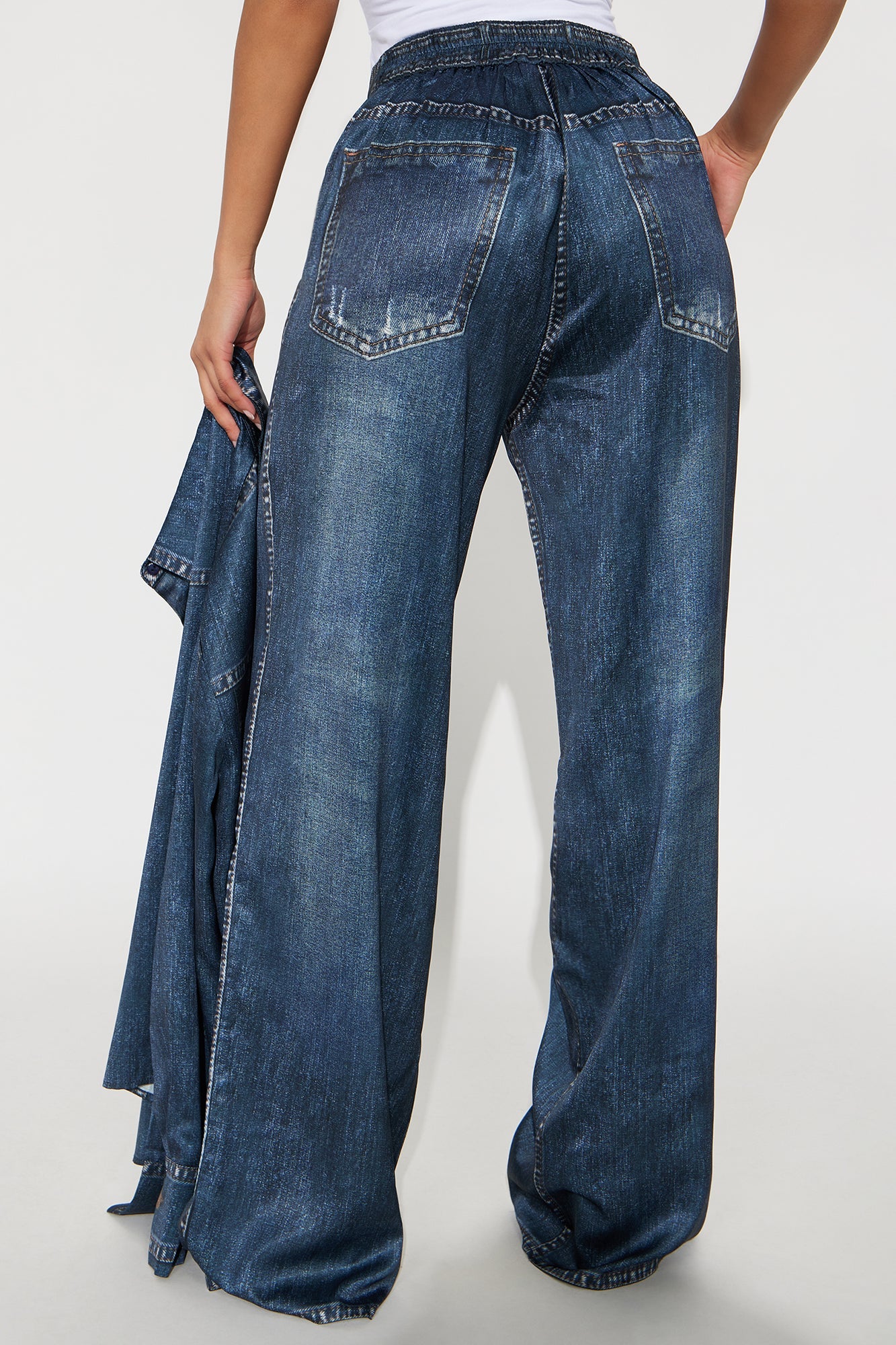Denim Muse Satin Pant Set - Denim