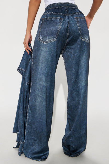 Denim Muse Satin Pant Set - Denim