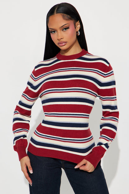Leah Striped Sweater - Red/combo