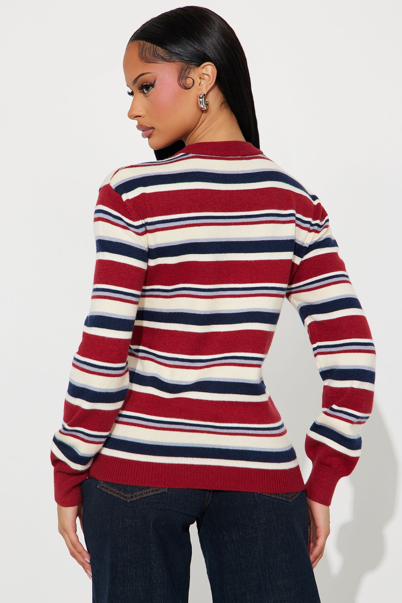 Leah Striped Sweater - Red/combo