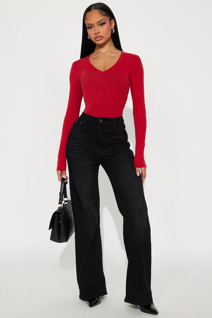 Nara Long Sleeve Top - DarkRed