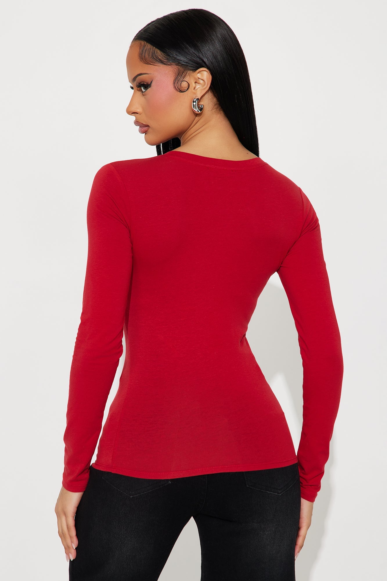 Nara Long Sleeve Top - DarkRed