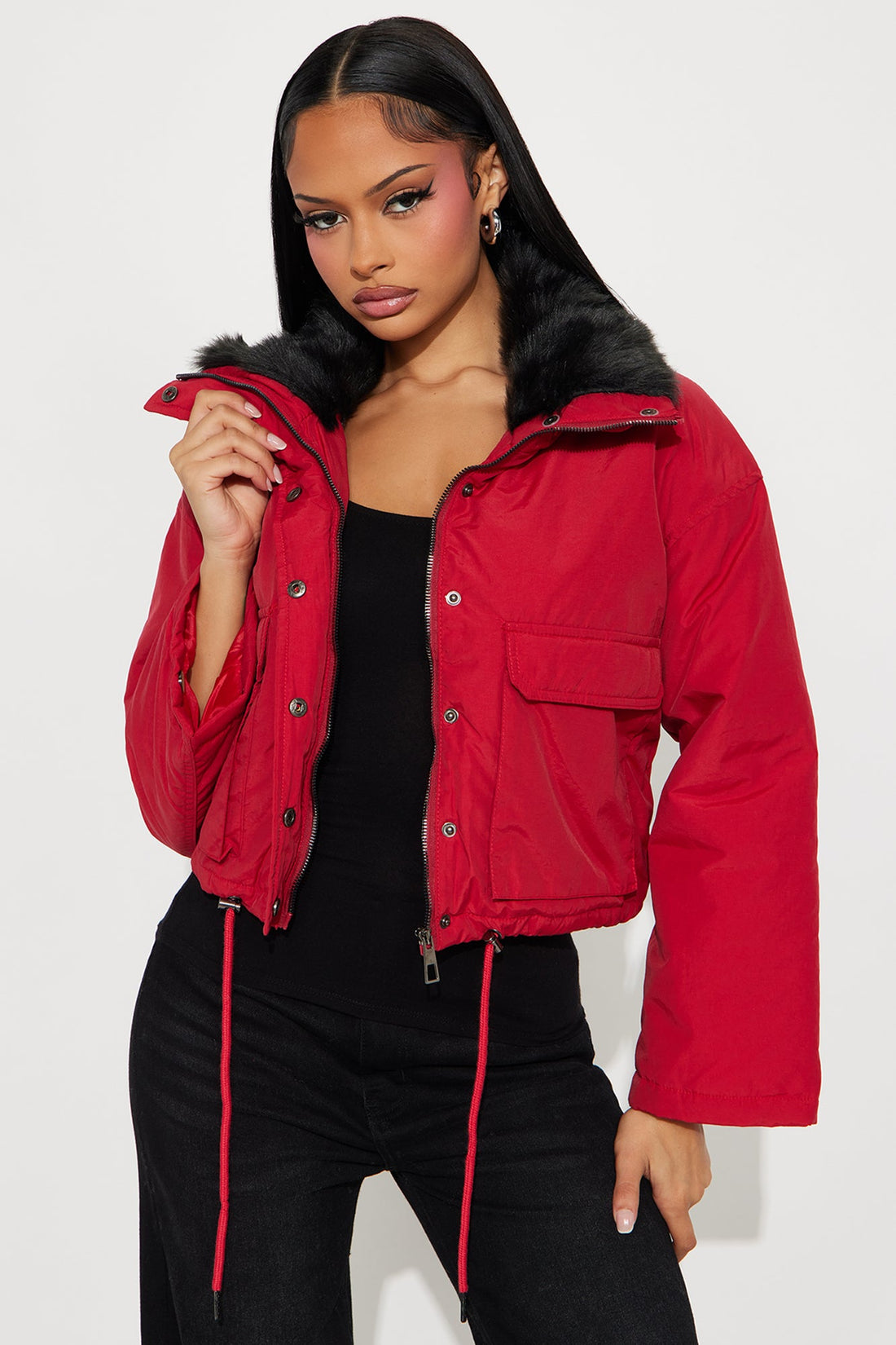 Snow Glow Puffer Jacket - Red