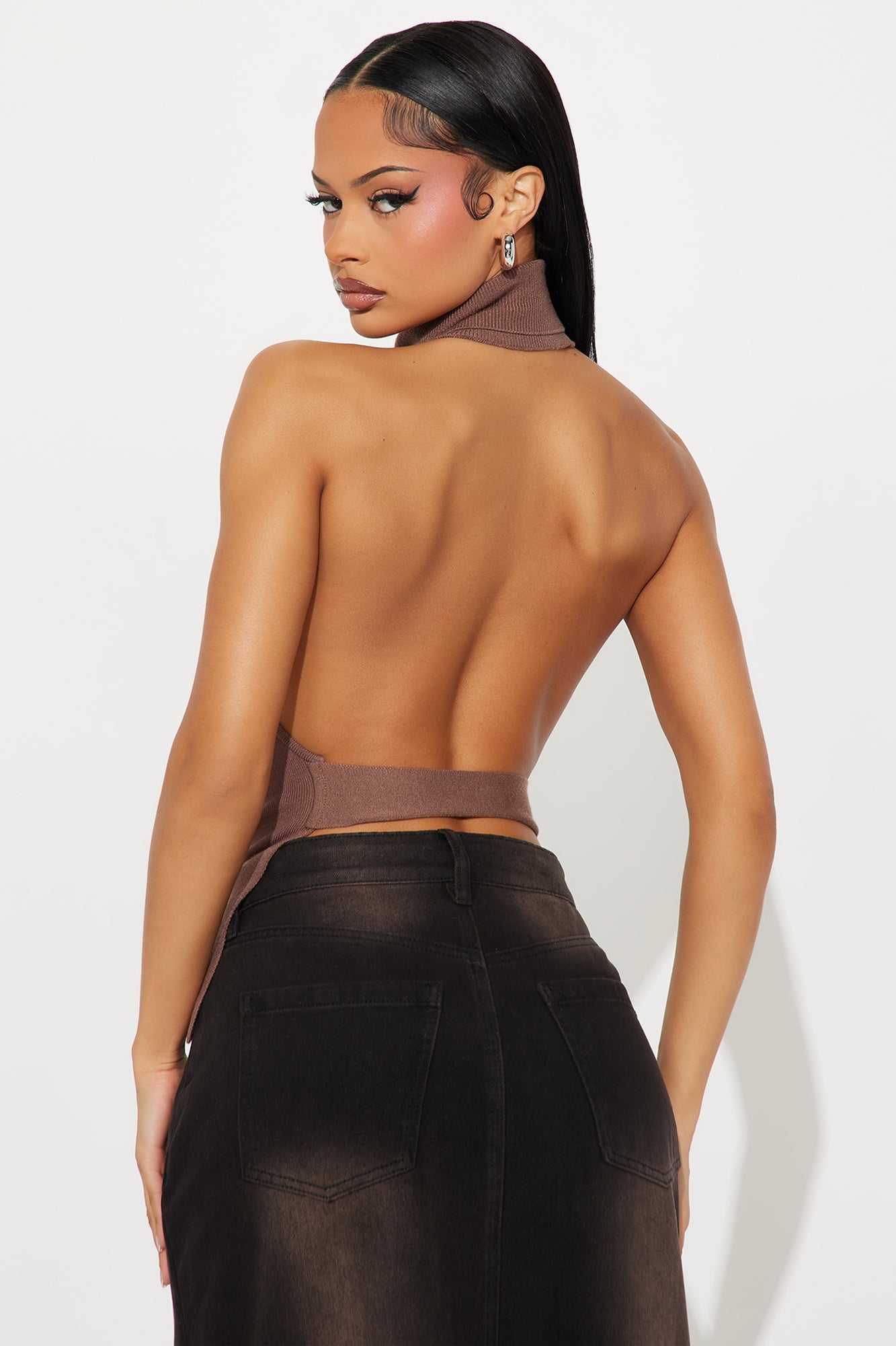 Next To You Sweater Halter Top - Mocha