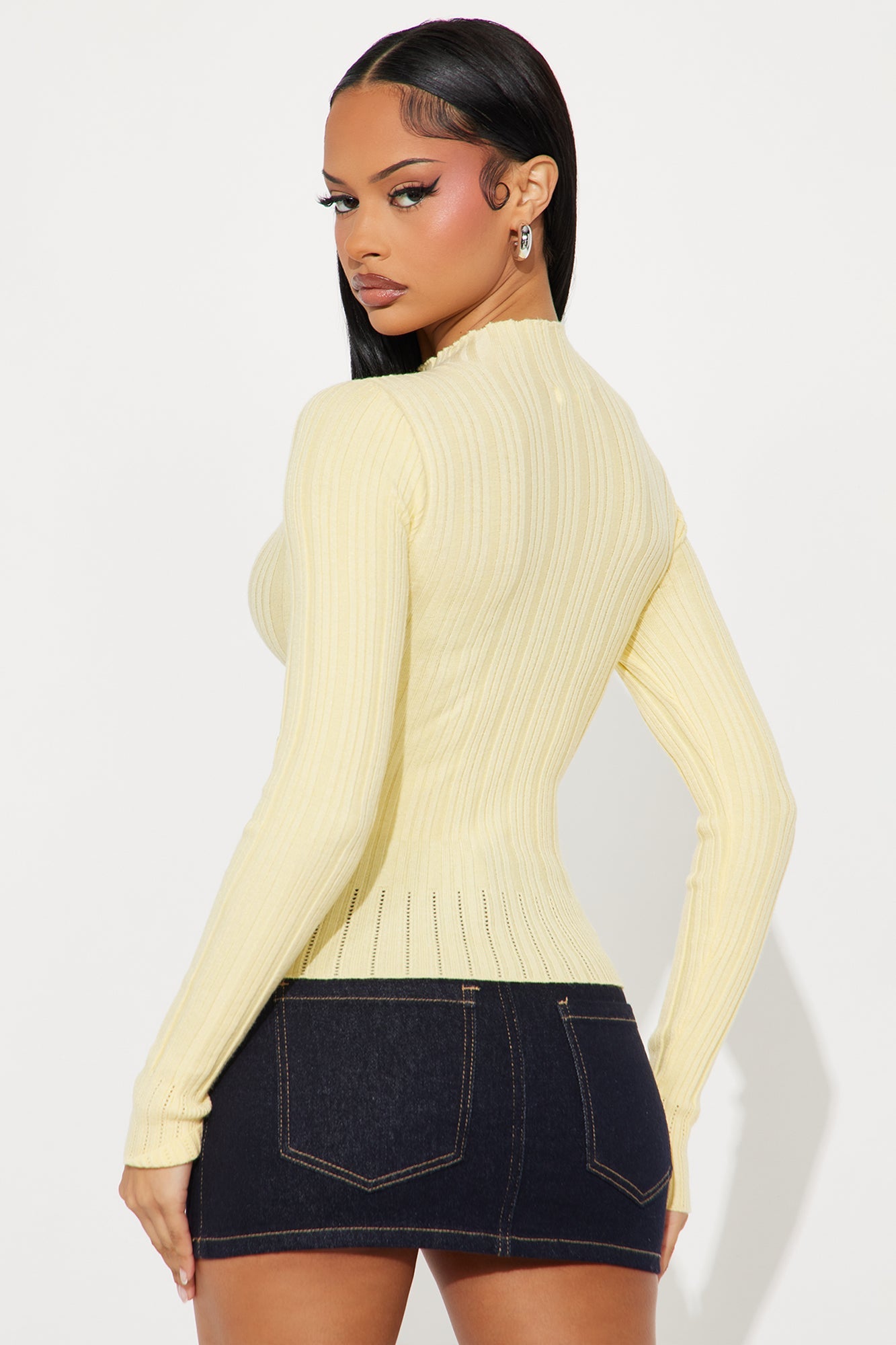 Ellis Mock Neck Sweater Top - Butter Yellow