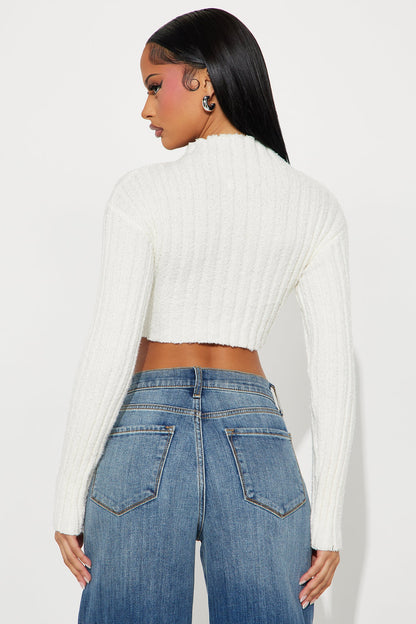 Jazz Club Mock Neck Sweater Top - Cream