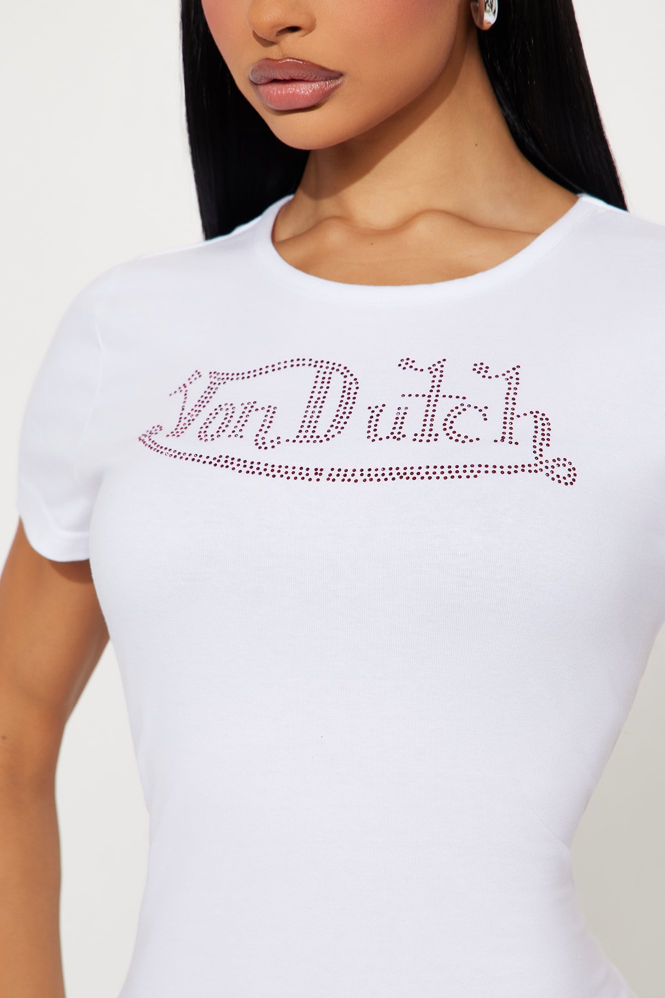 Von Dutch Rhinestone Embellished Mini Dress - Red/White