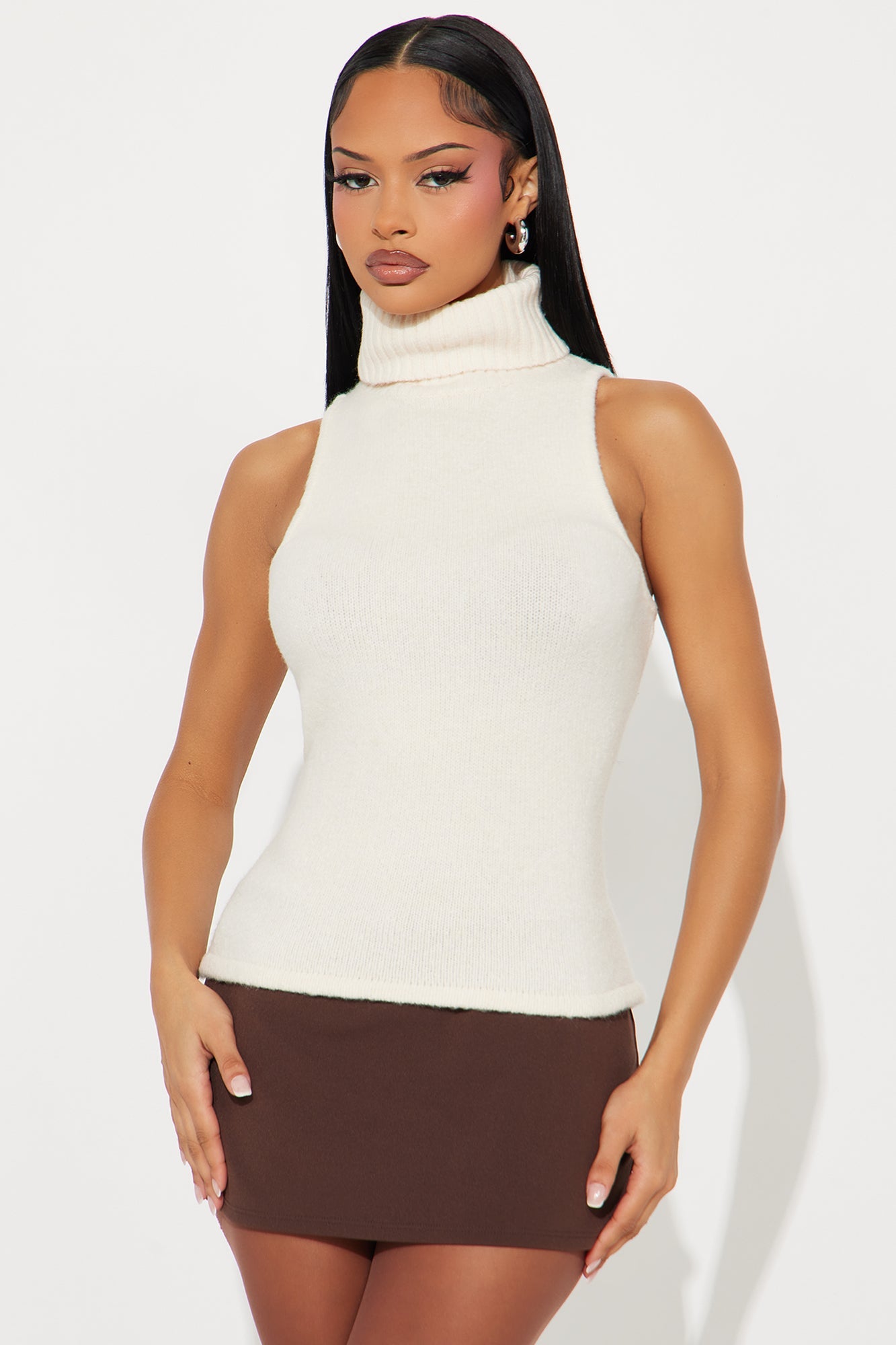 Fall Fling Turtle Neck Sweater Top - Cream