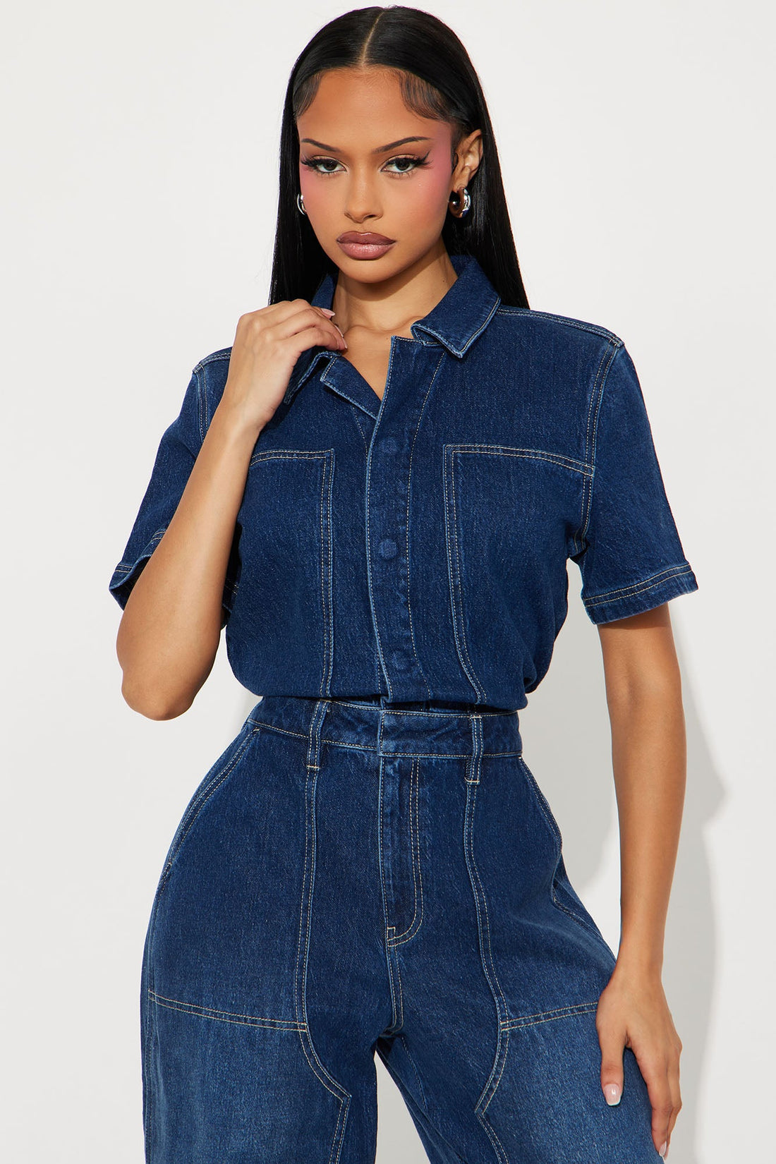 Angela Denim Jumpsuit - Dark Wash