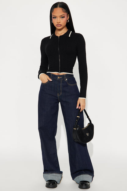 School Night Cable Knit Cardigan - Black