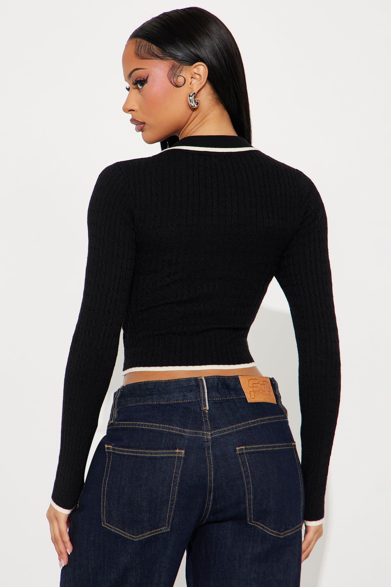 School Night Cable Knit Cardigan - Black