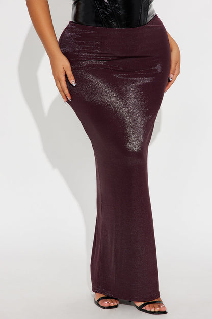 Star Of The Night Shimmer Maxi Skirt - Burgundy