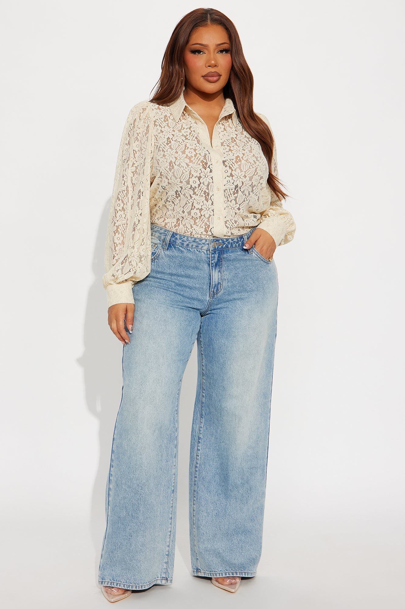 Walking Flower Lace Shirt - Cream