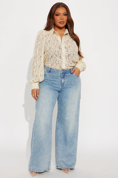 Walking Flower Lace Shirt - Cream