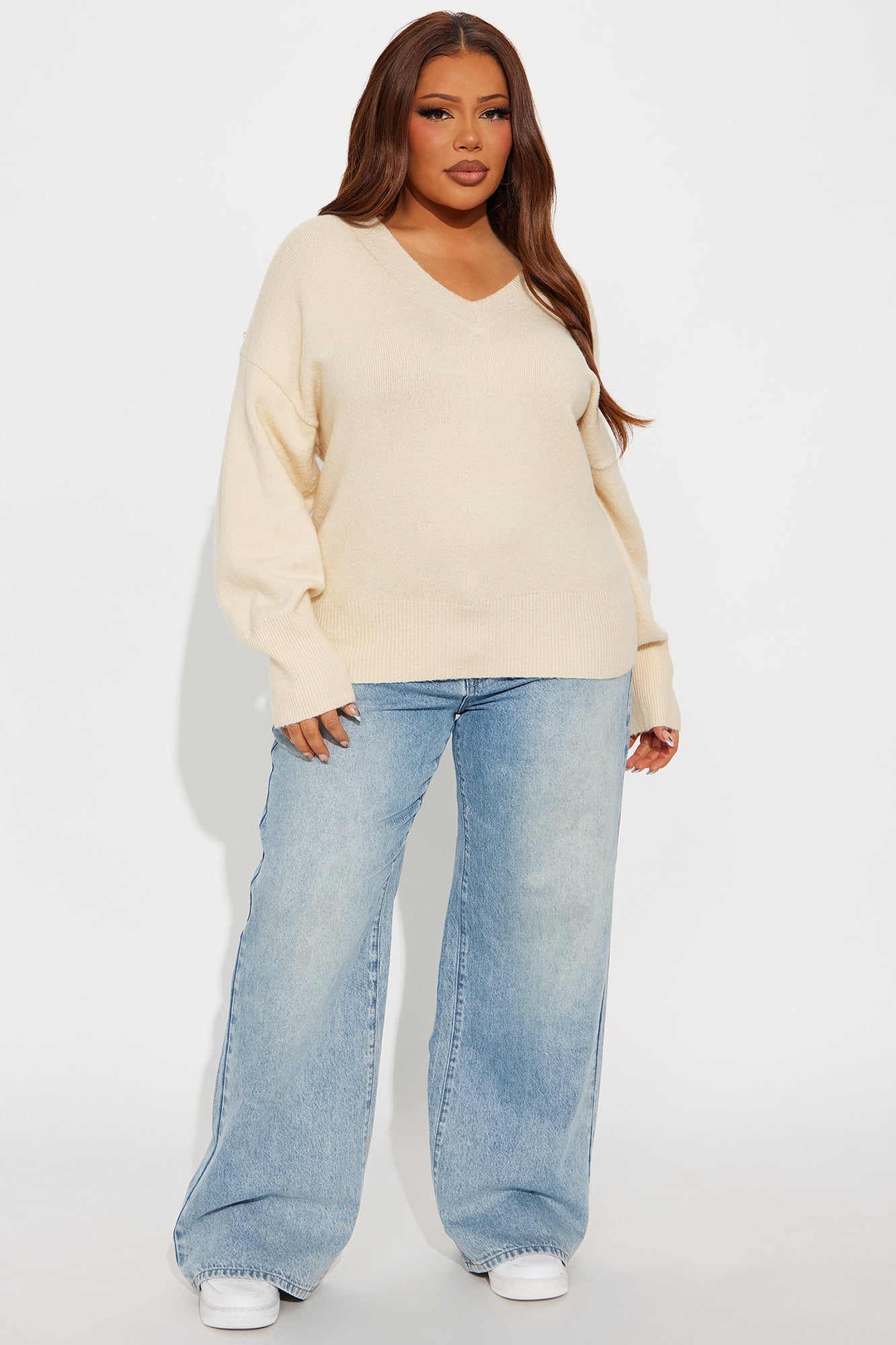 Serene V Neck Sweater - Oatmeal