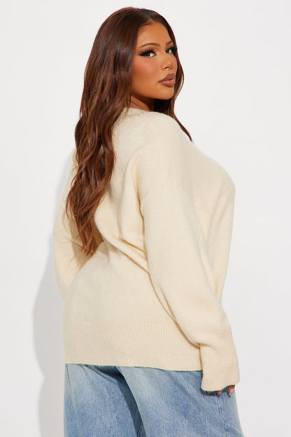 Serene V Neck Sweater - Oatmeal