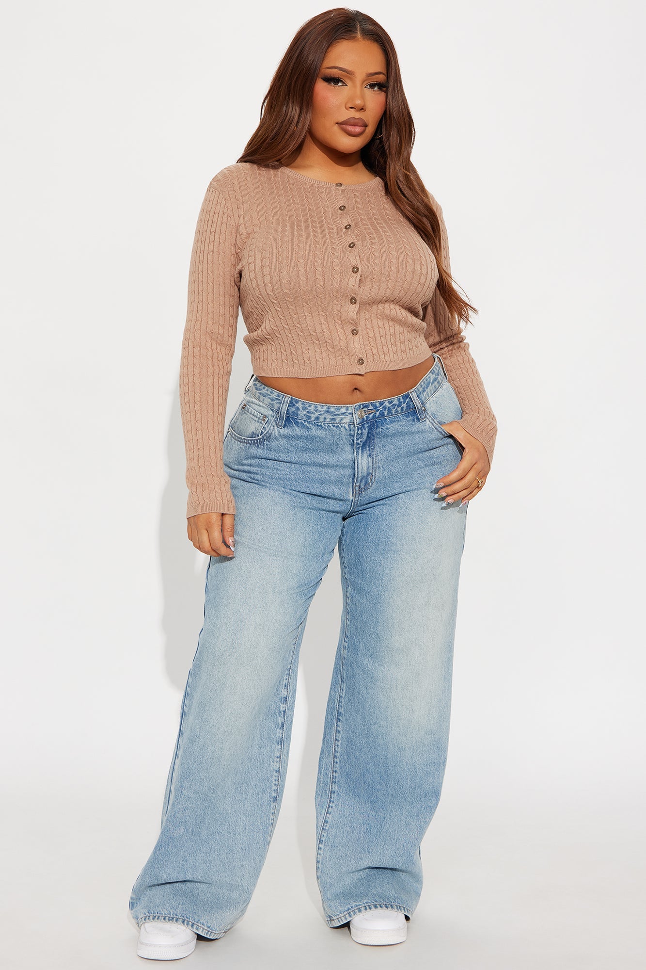 The Classic Cable Knit Cardigan - Taupe