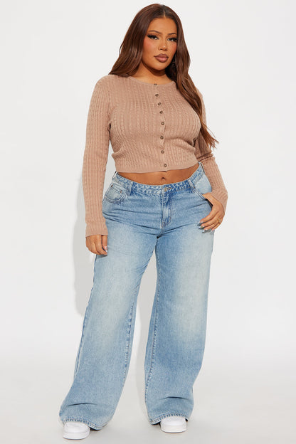 The Classic Cable Knit Cardigan - Taupe