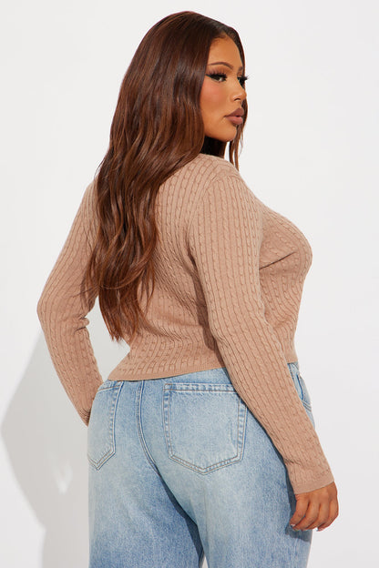 The Classic Cable Knit Cardigan - Taupe