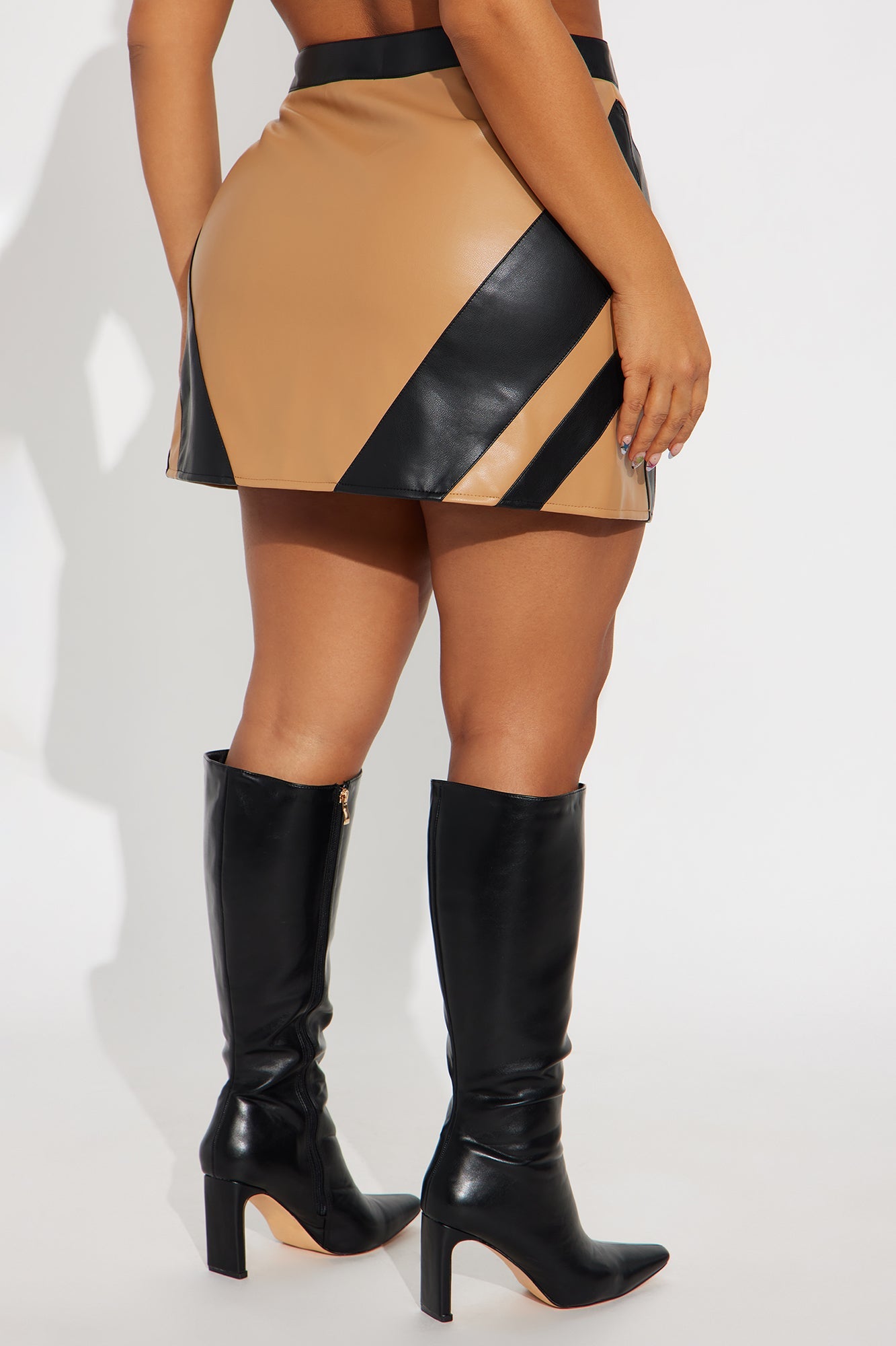 Your Best Shot Faux Leather Mini Skirt - Mustard/combo
