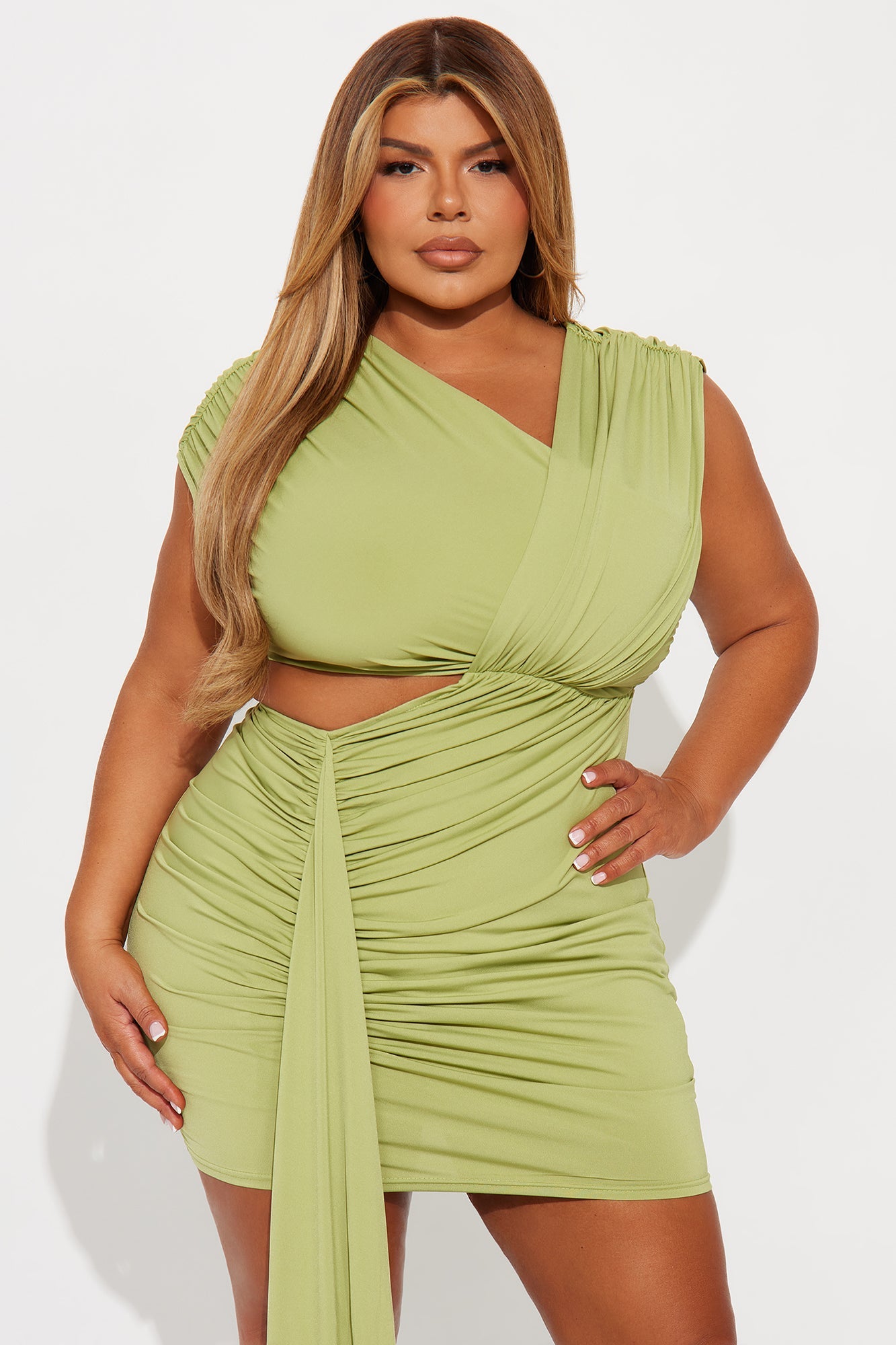 Aria Cut Out Mini Dress - Chartreuse
