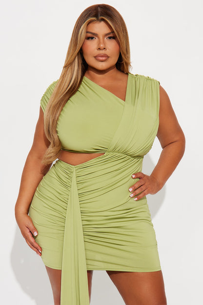 Aria Cut Out Mini Dress - Chartreuse