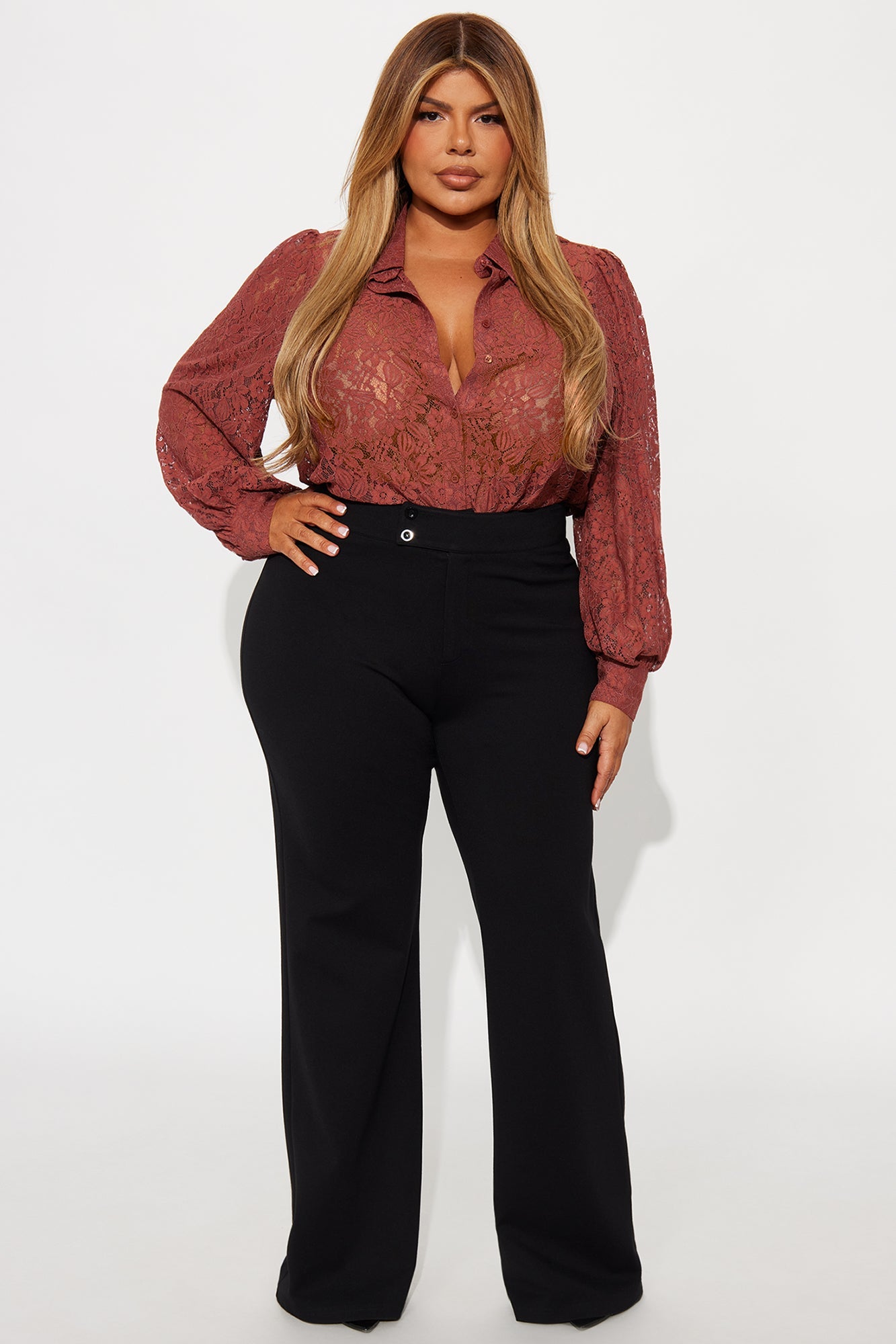 Walking Flower Lace Shirt - Rust