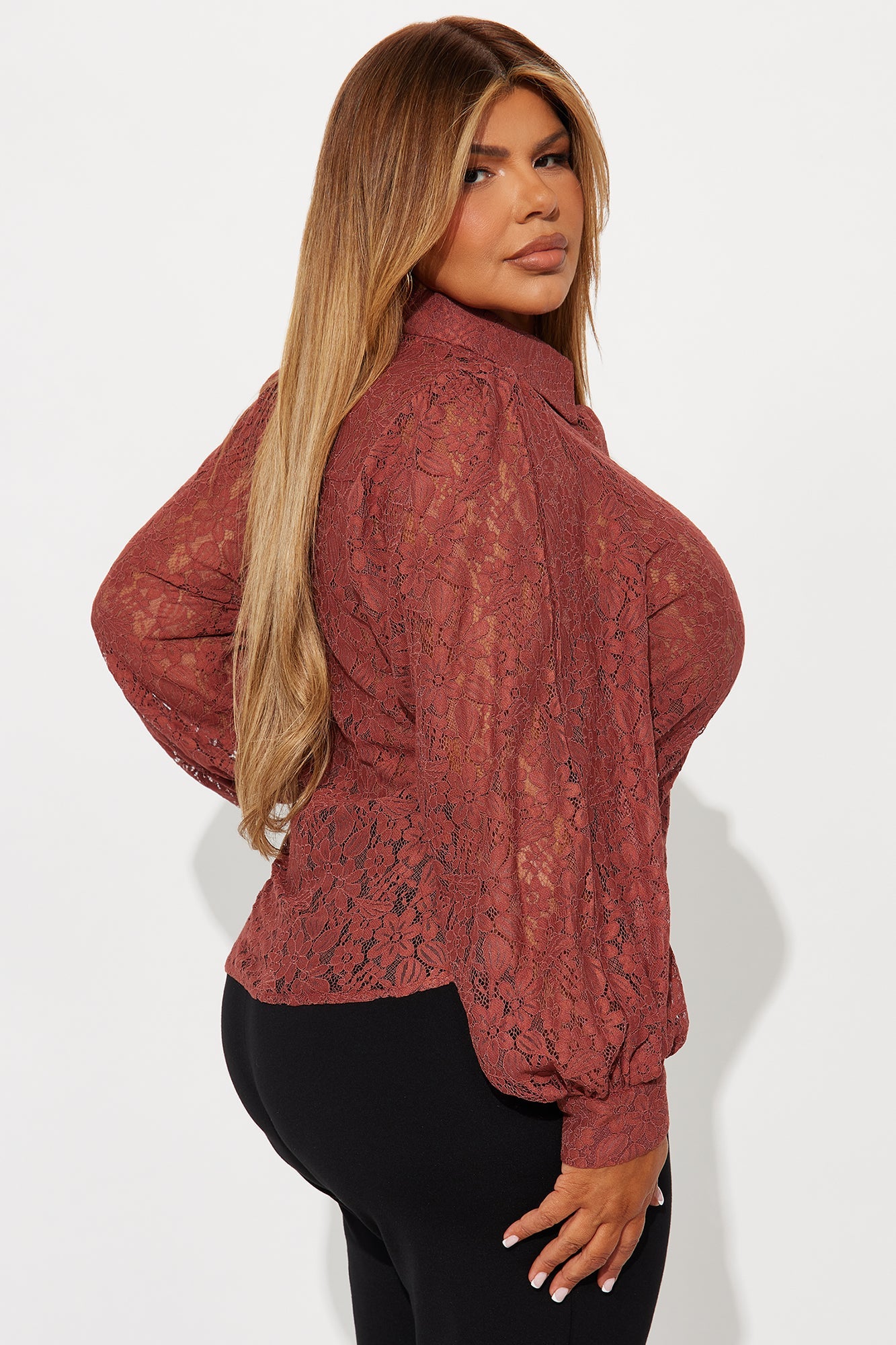 Walking Flower Lace Shirt - Rust