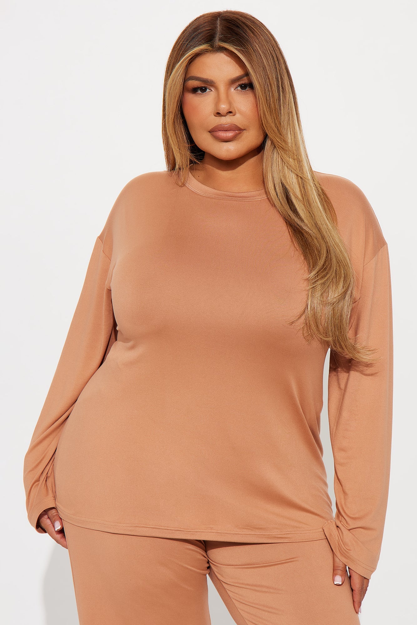 Relax Mood Long Sleeve PJ Pant Set - Mocha