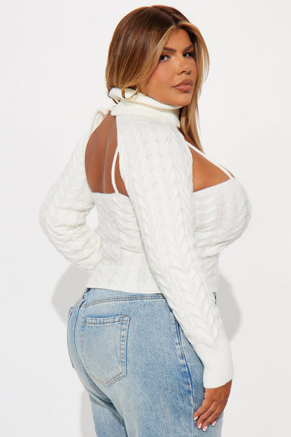 Carefree Cable Knit Cami Sweater 2 Piece Set - Cream