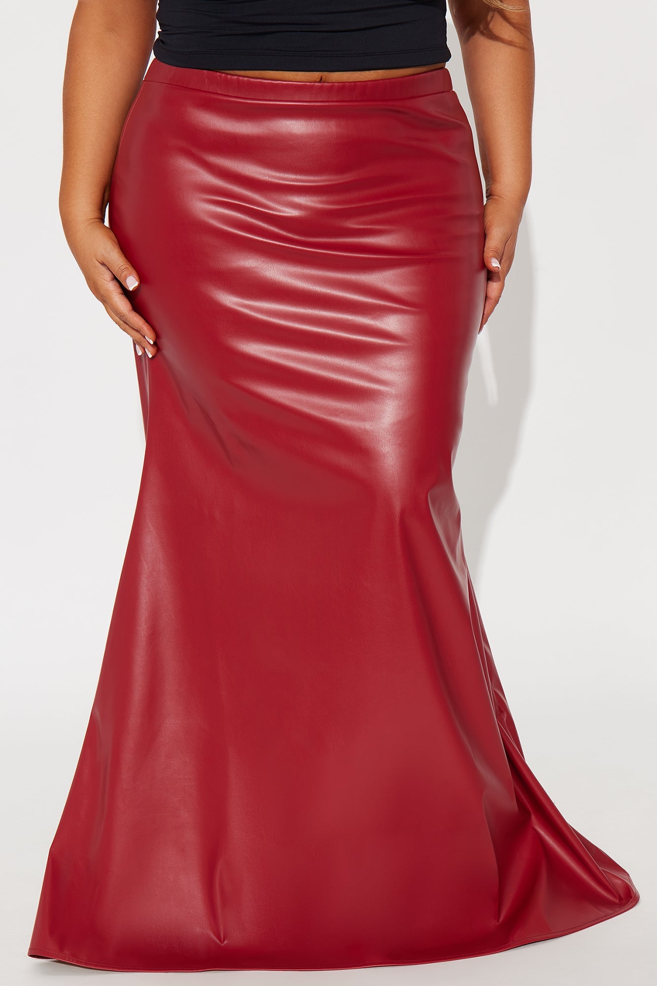 Show Me Love Faux Leather Mermaid Maxi Skirt - Red