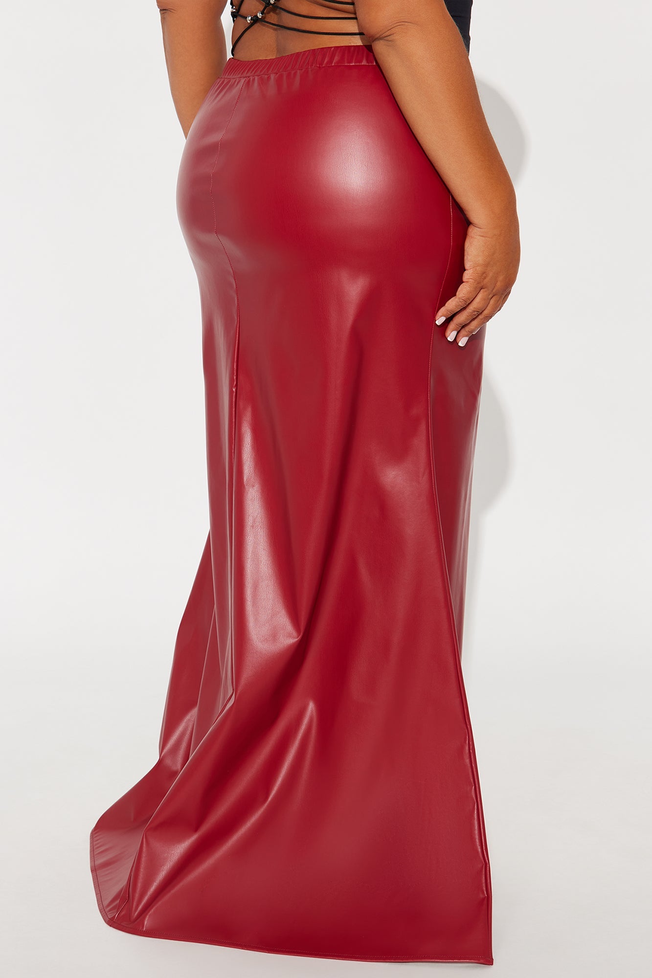 Show Me Love Faux Leather Mermaid Maxi Skirt - Red