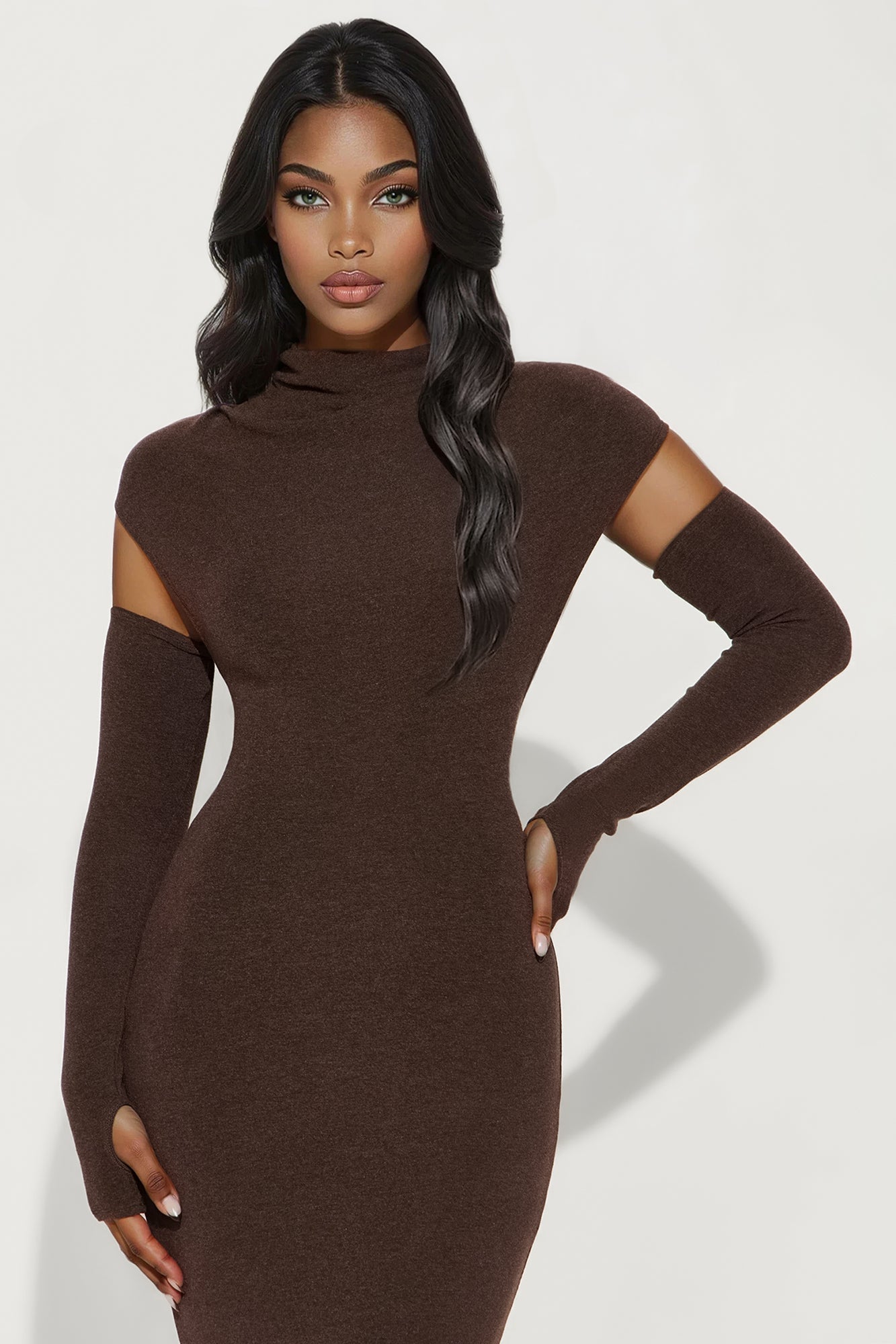 Silent Thrill Maxi Dress - Brown