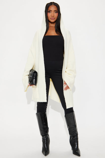 Rayne Hooded Belted Cardigan - Ivory