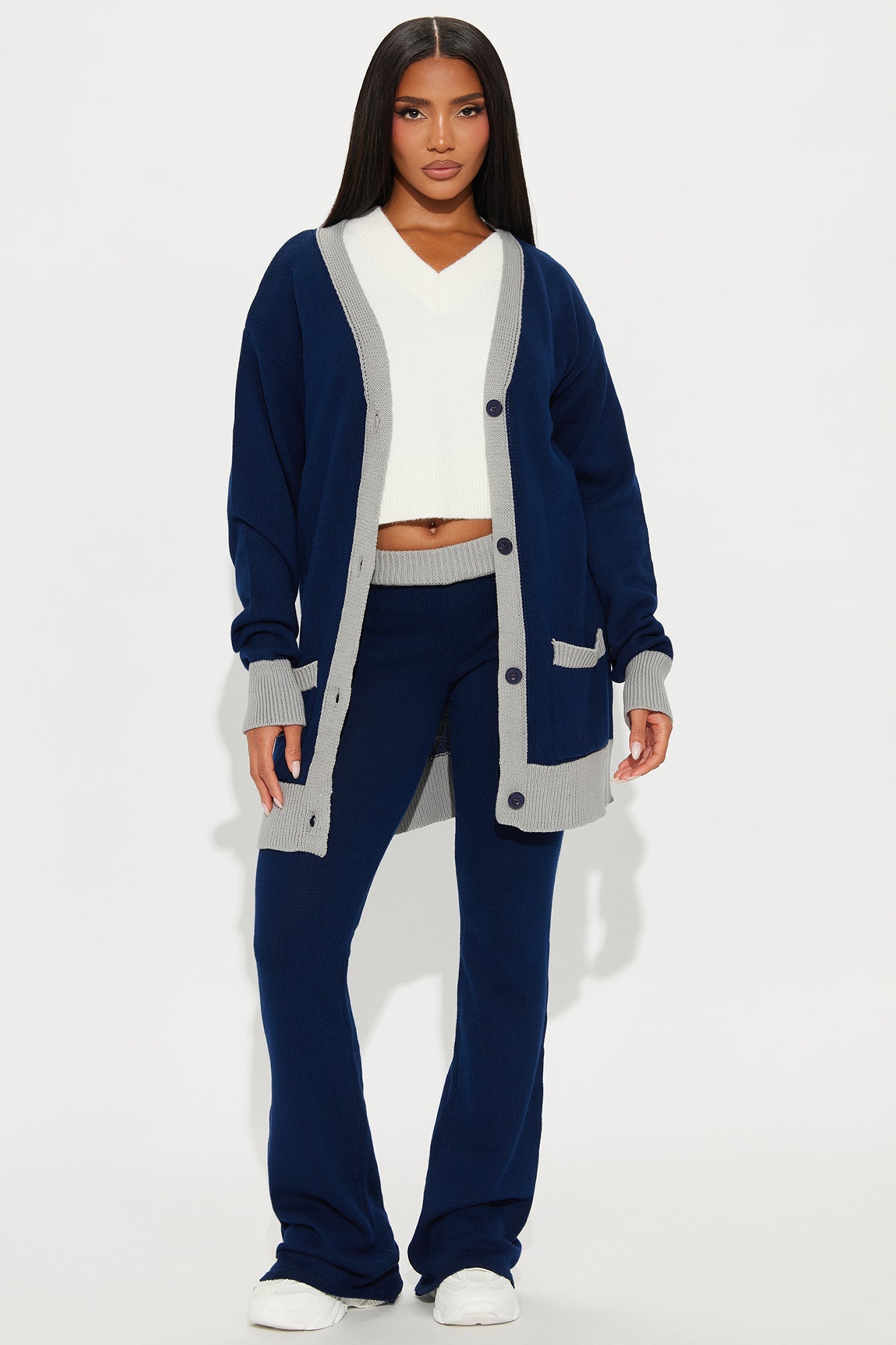 Emery Sweater Cardigan Pant Set - Navy