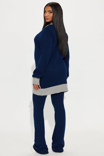 Emery Sweater Cardigan Pant Set - Navy
