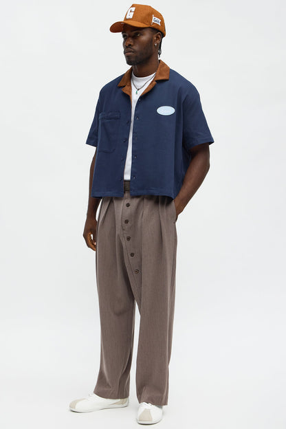 Cropped Rustpoint Mechanic Button Up Shirt - Navy