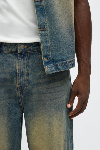 Baggy Eyelet Jean - Vintage Blue Wash
