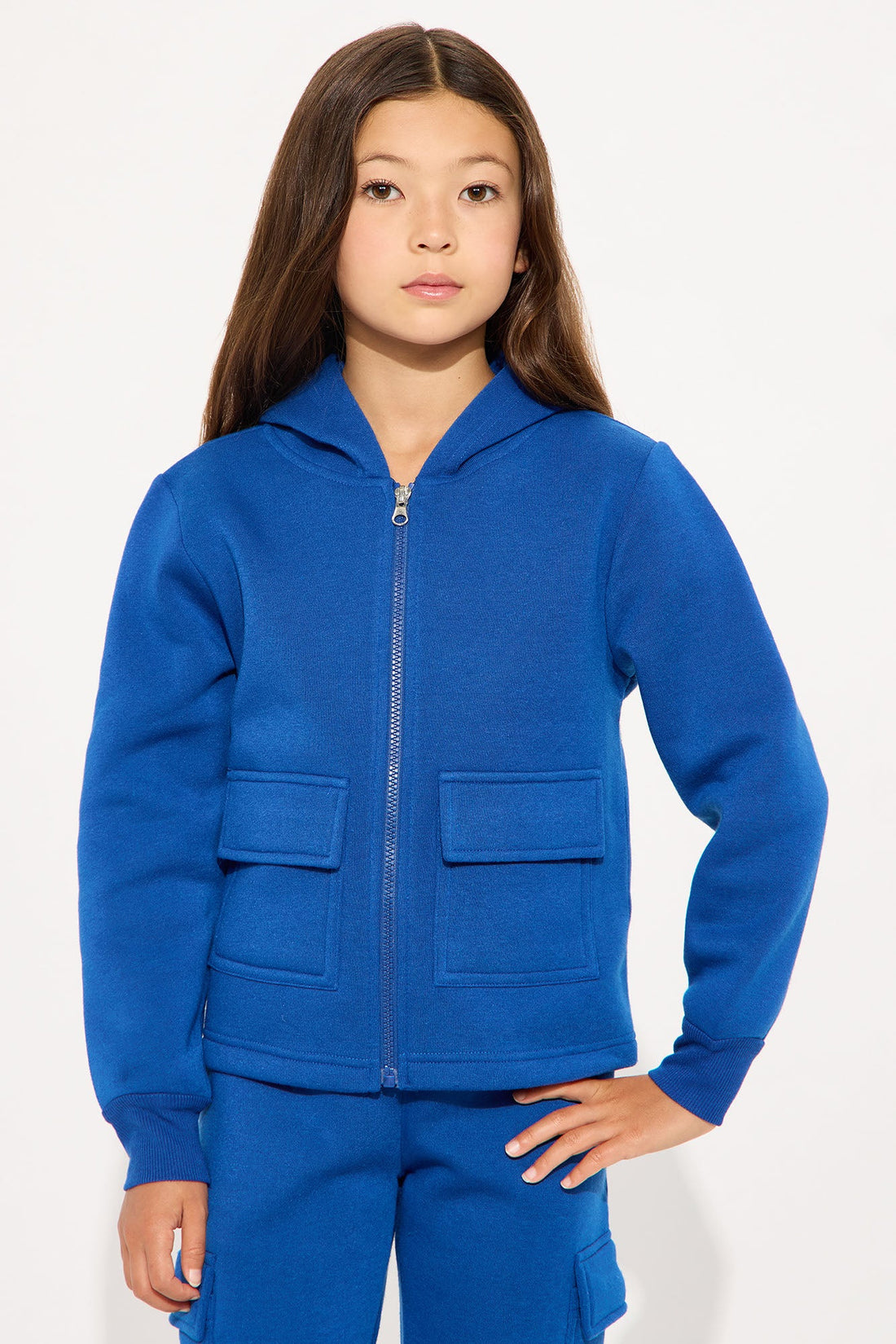 Mini Melanie Cargo Zip Hoodie And Pant Set - Royal