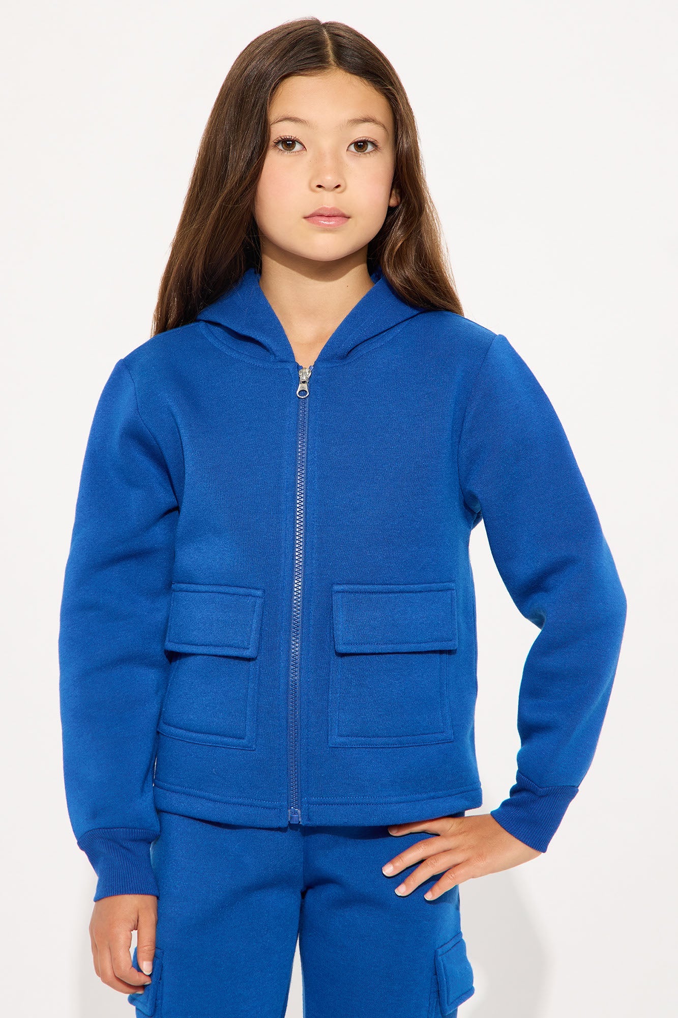 Mini Melanie Cargo Zip Hoodie And Pant Set - Royal