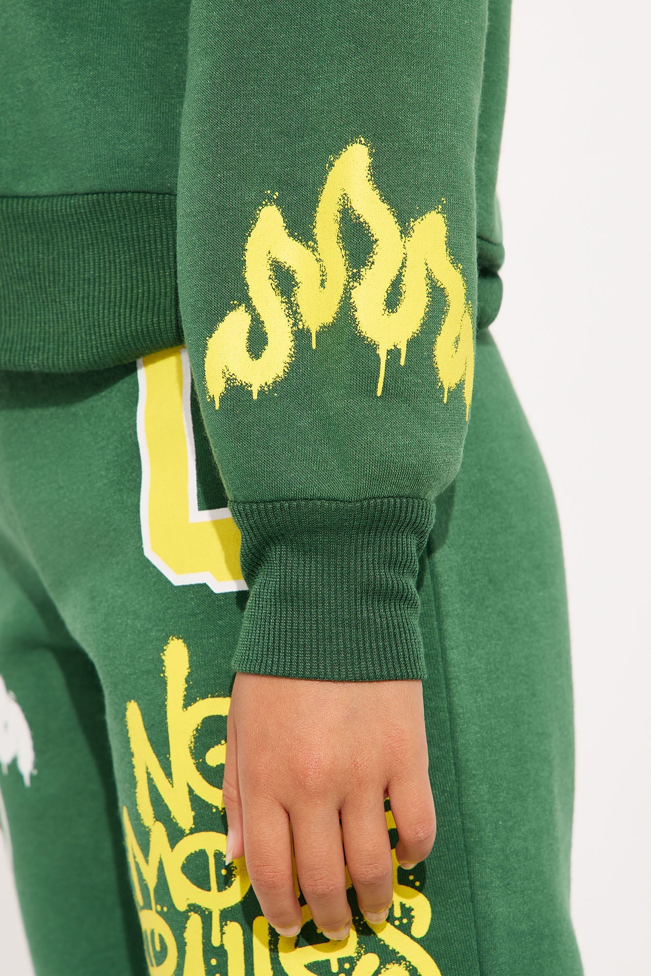 Mini Writing On The Wall Hoodie And Pant Set - Hunter Green