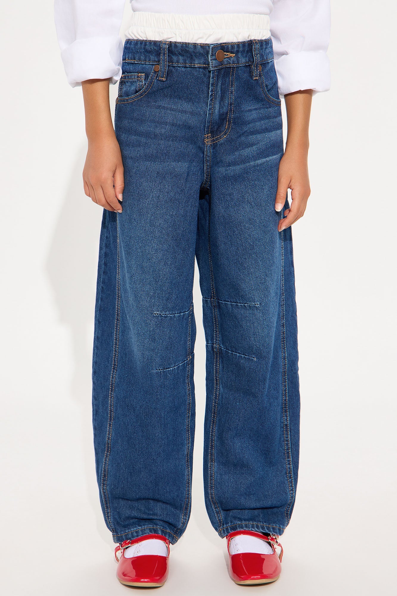 Mini Gianna Barrel Jeans - Medium Wash